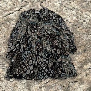 Ces Femme Paisley Dress Womens Size M Long Sleeves Peasant Multicolor and Lined.